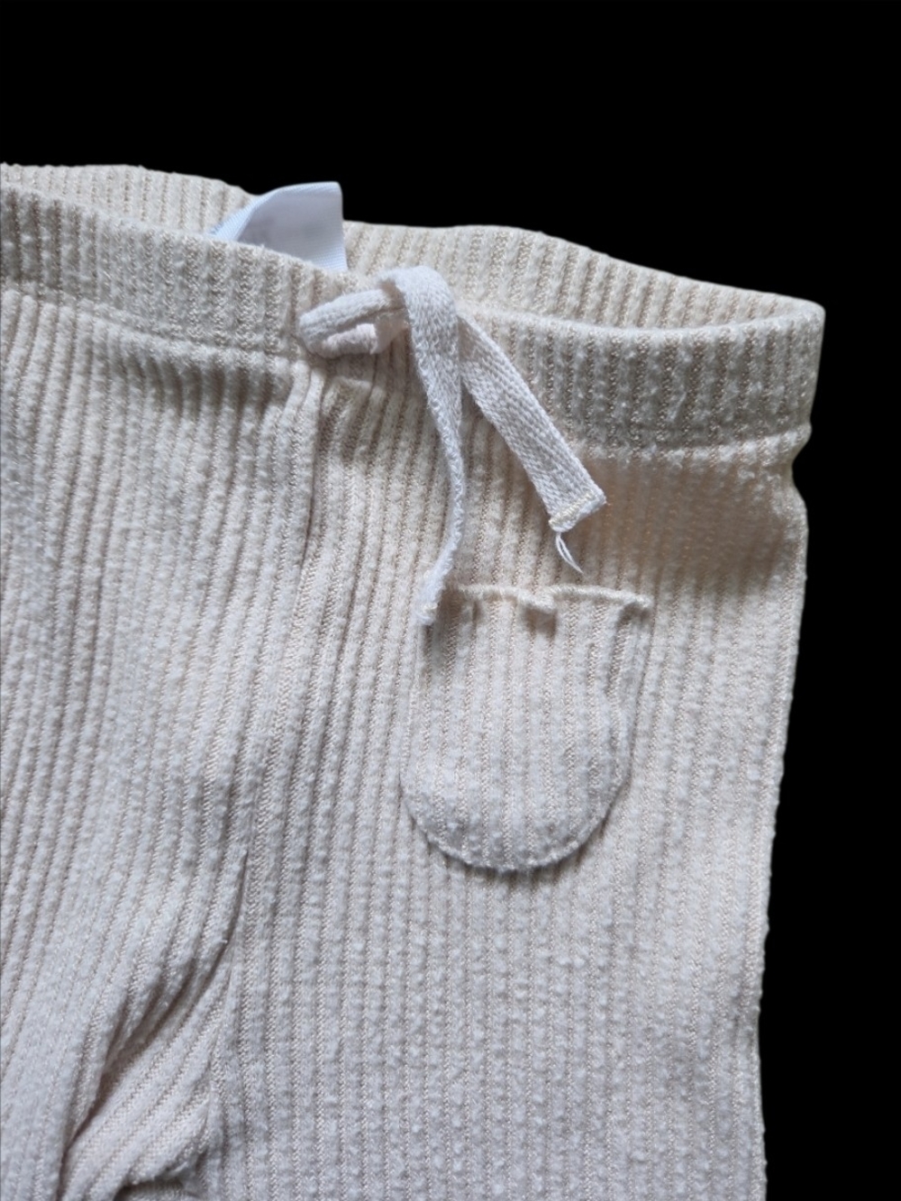 Zara Kids Ribbed Drawstring Leggings 9-12 Months Cream Ruffle Pants Infant - Picture 6 of 13